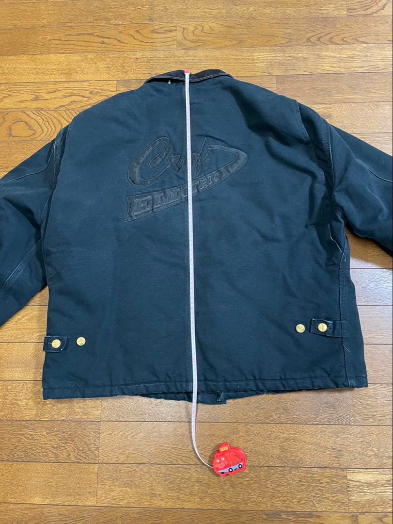 カーハート　トラディショナルジャケット　ブラック短丈　企業ロゴ　フェード　深緑