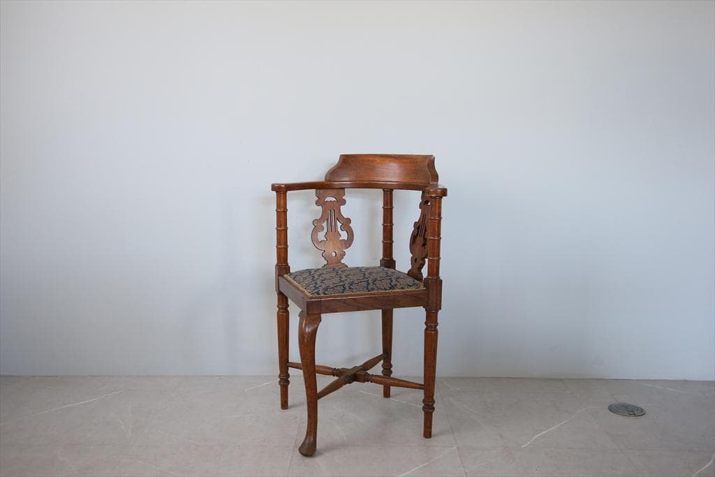 英国アンティーク木製コーナーチェア/ダイニング椅子/寝室イス(89-48)