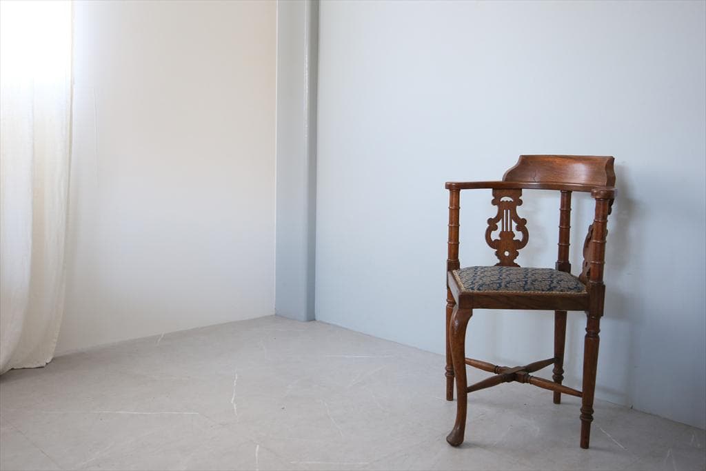 英国アンティーク木製コーナーチェア/ダイニング椅子/寝室イス(89-48)