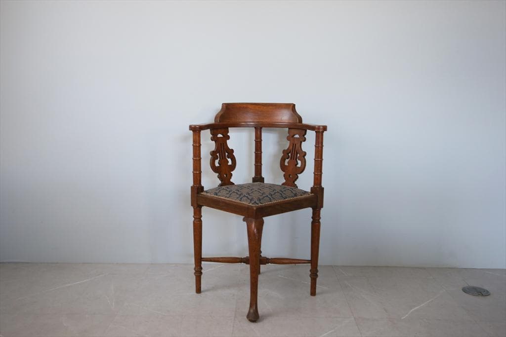 英国アンティーク木製コーナーチェア/ダイニング椅子/寝室イス(89-48)