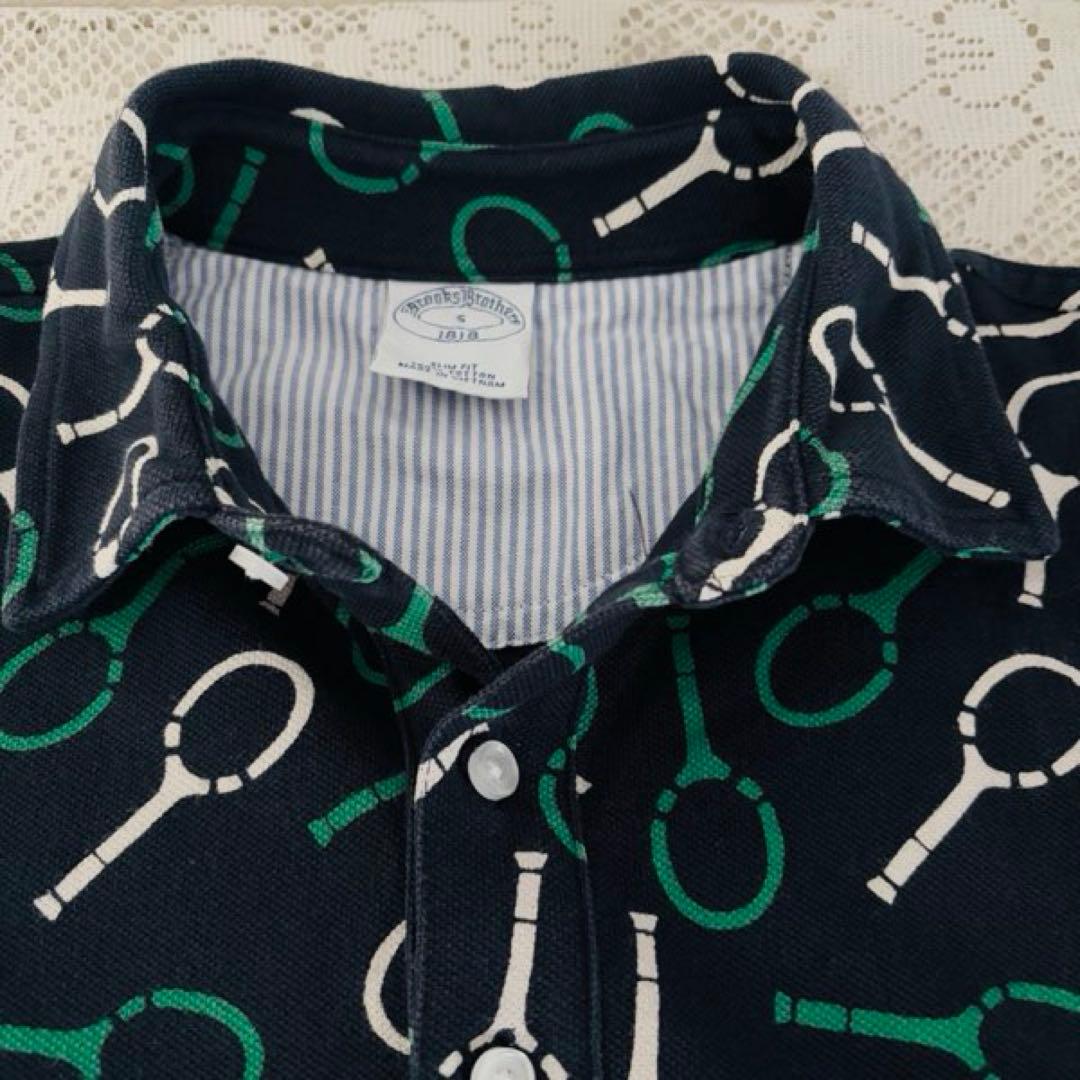 Brooks Brothers コットンピケ プリントポロシャツS
