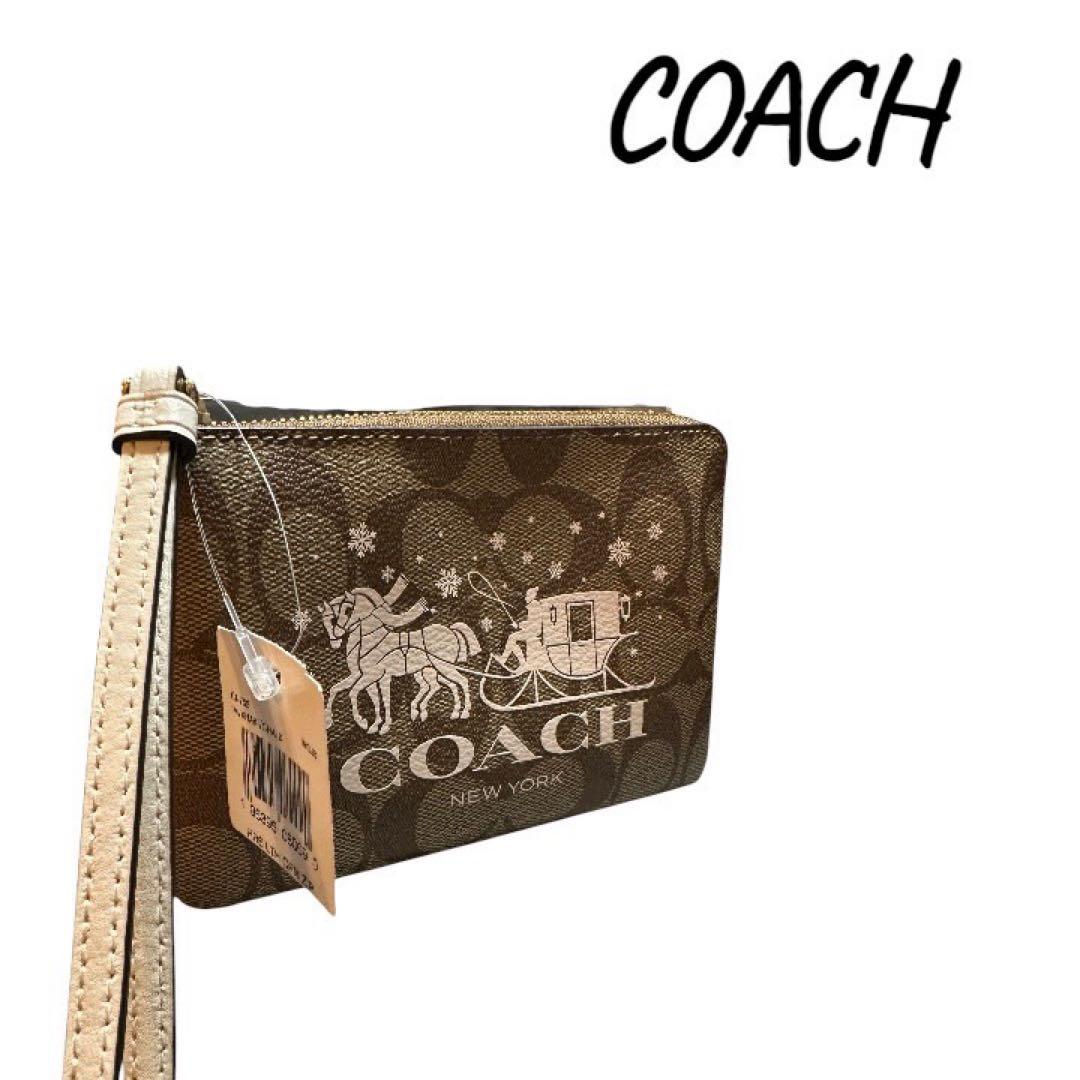 『新品』COACH ブラウン ポーチ 馬車デザイン