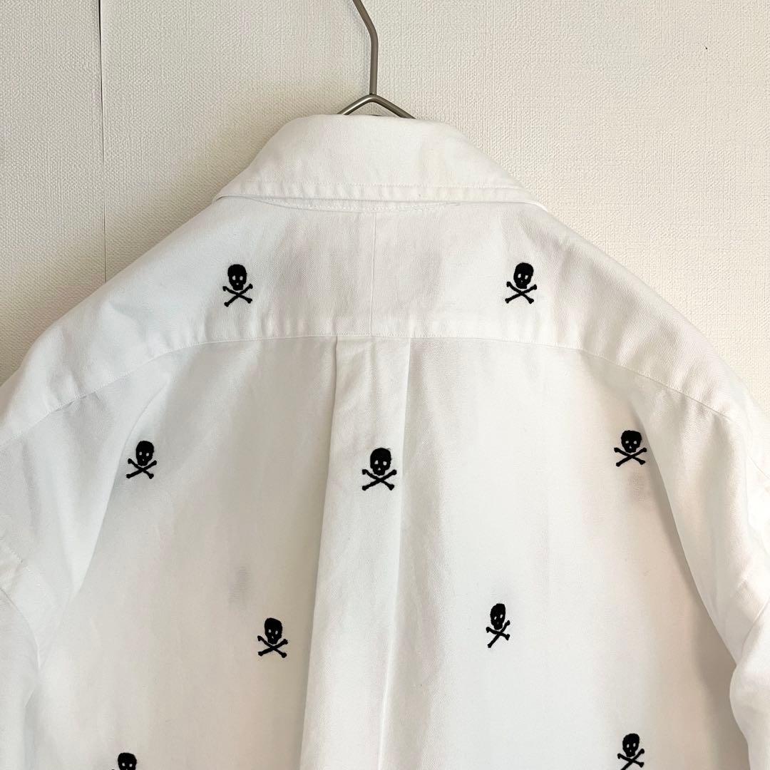 【超レア★未使用に近い】ラルフローレンスカル刺繍ボタンダウンシャツ★ホワイト白L
