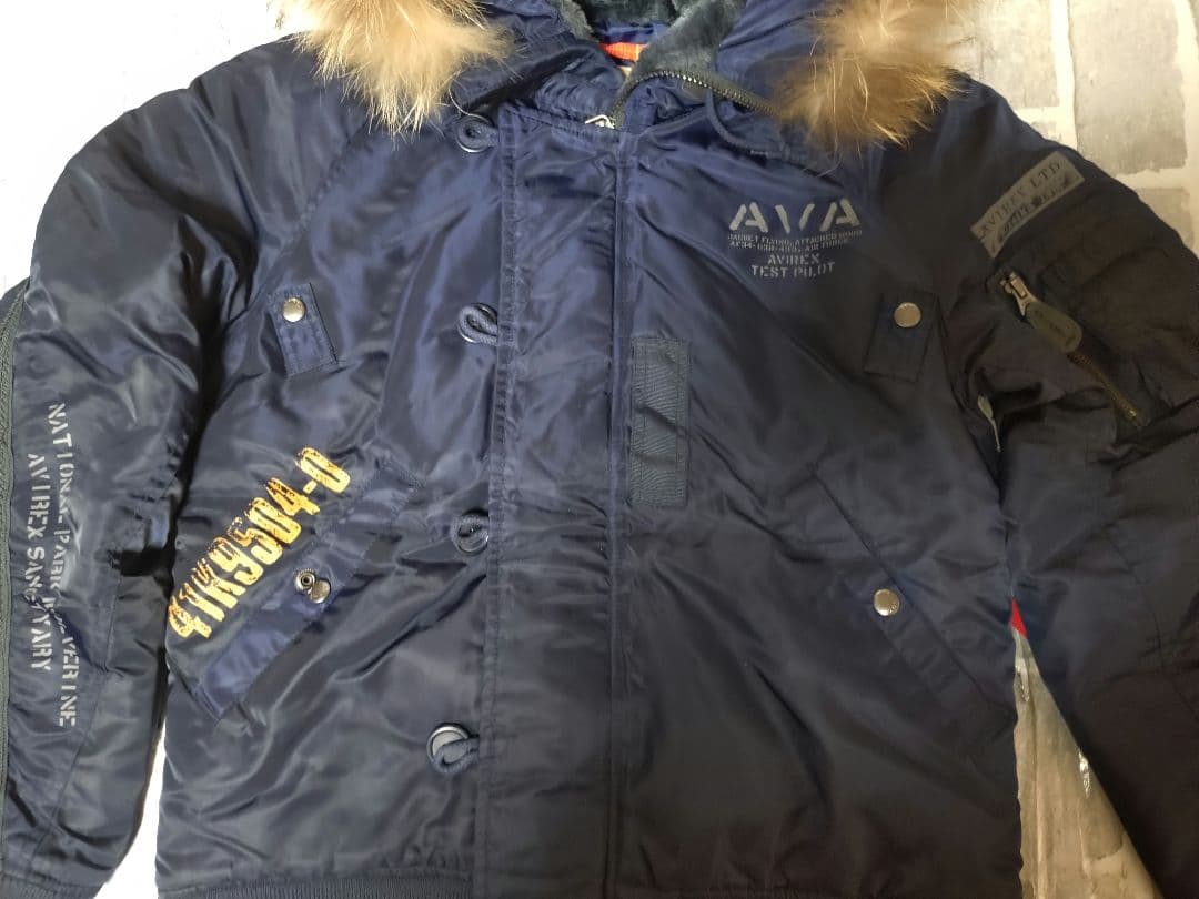 【美品】【Lサイズ】【リアルファー】【N-2B】【ネイビー】【AVIREX】