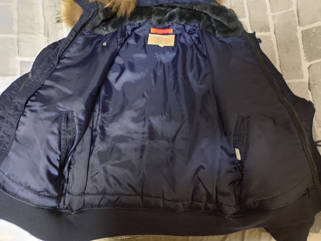 【美品】【Lサイズ】【リアルファー】【N-2B】【ネイビー】【AVIREX】