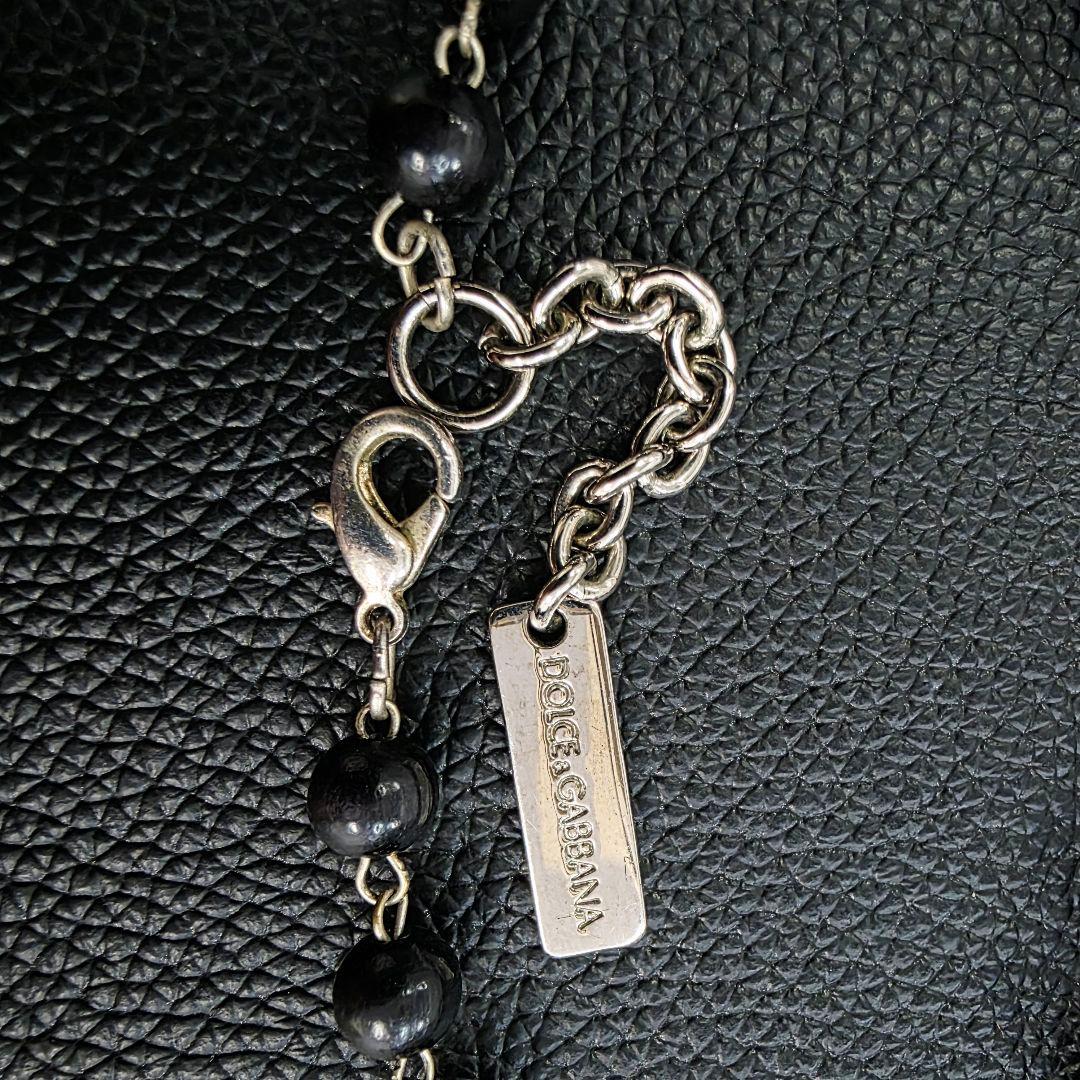 D&G ドルチェ＆ガッバーナ ロザリオ ネックレス ウッド ビーズ 黒 クロス