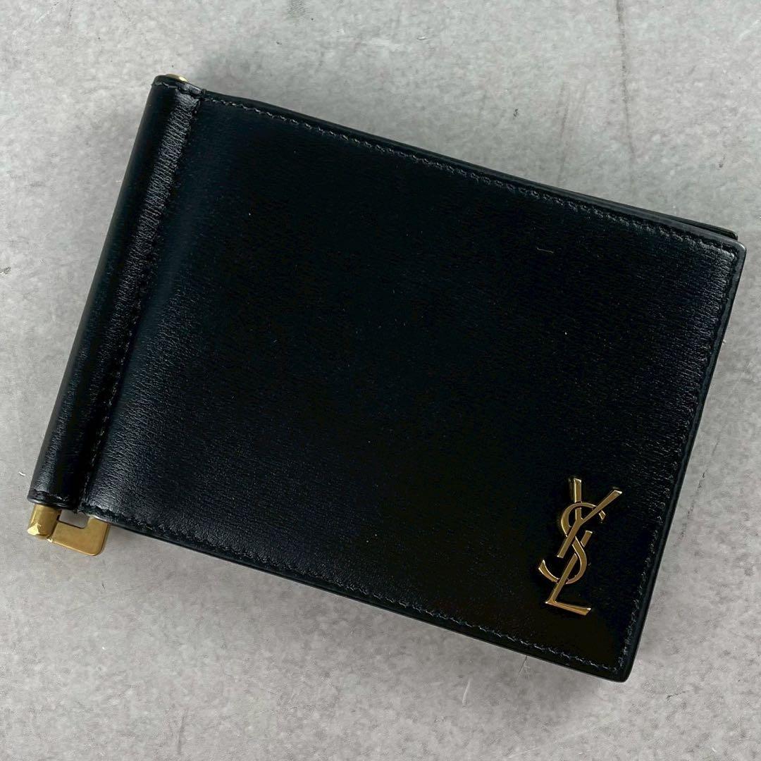【未使用級】サンローラン マネークリップ YSL レザー ブラック コンパクト