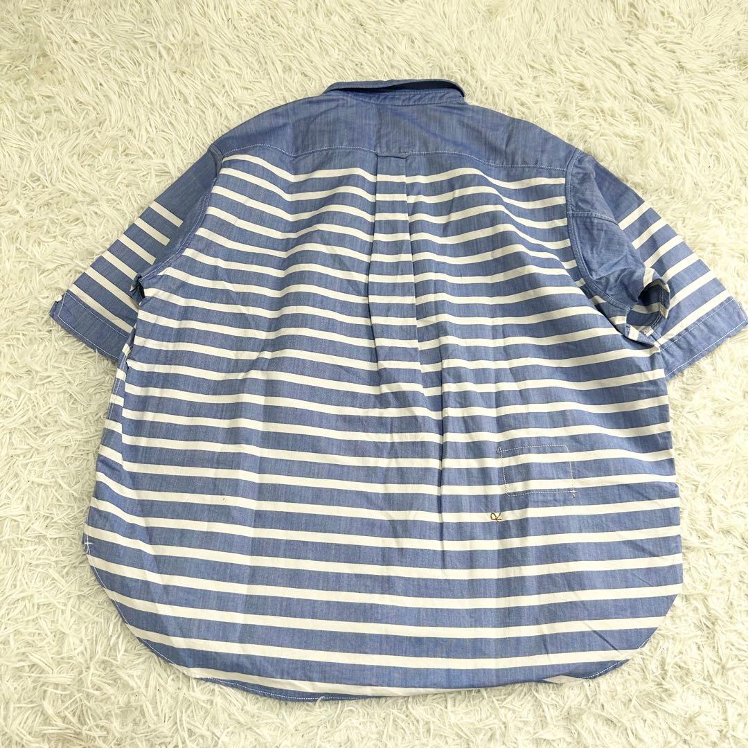 美品✨45R スーピマオックスの908オーシャンボタンダウンバスクプル ボーダー