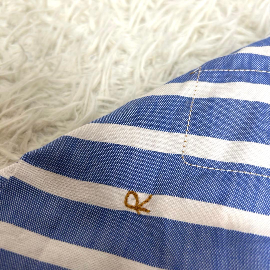 美品✨45R スーピマオックスの908オーシャンボタンダウンバスクプル ボーダー