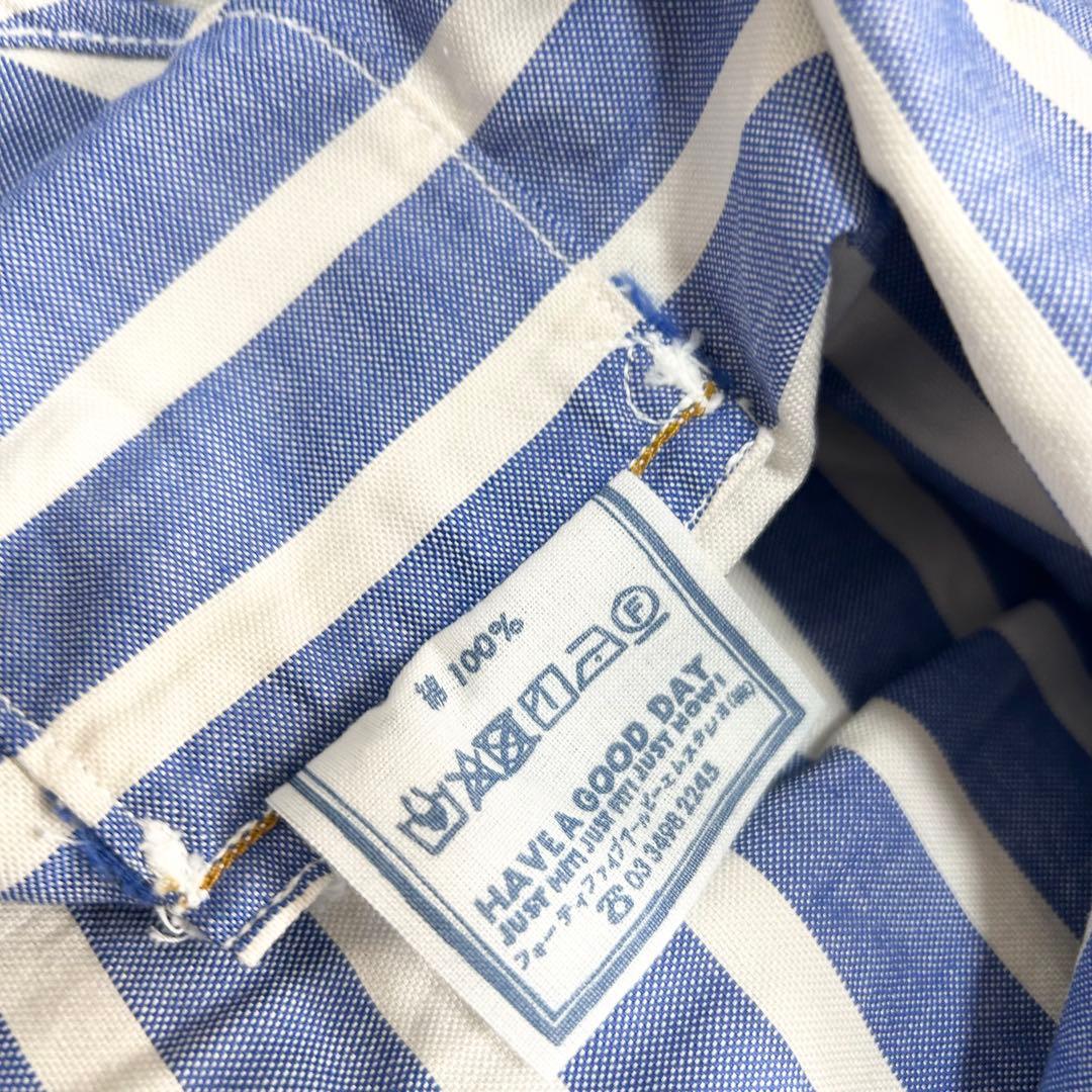 美品✨45R スーピマオックスの908オーシャンボタンダウンバスクプル ボーダー