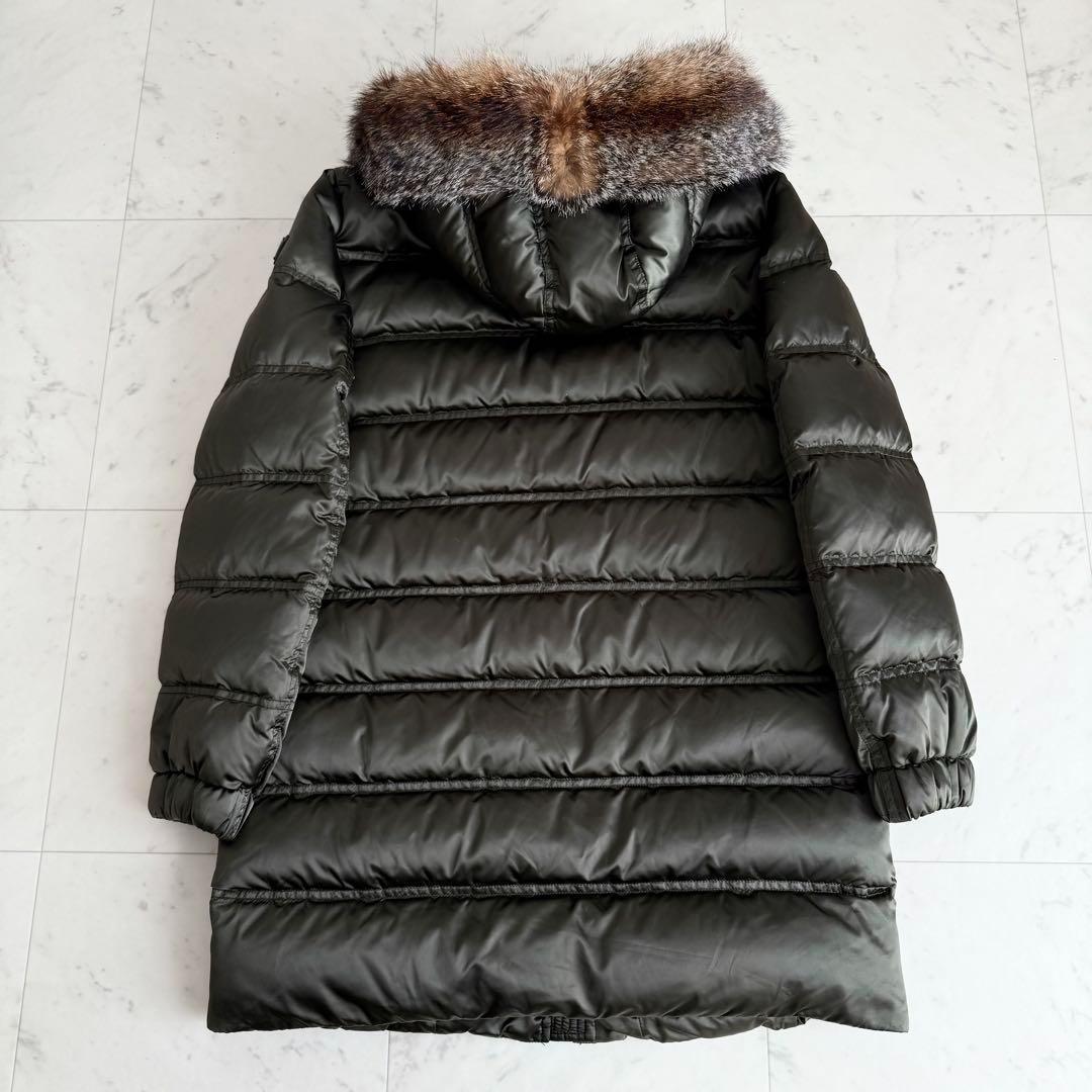 PRADA フォックスファー 3角ロゴプレート フーデットダウンコート 42