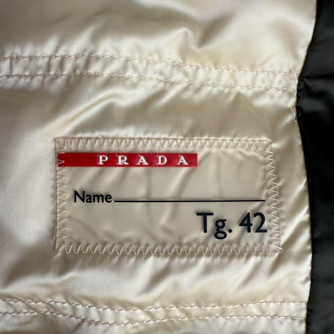 PRADA フォックスファー 3角ロゴプレート フーデットダウンコート 42