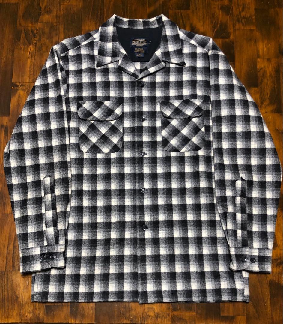 PENDLETON　オンブレチェック　ボードシャツ　USA　デッドストック　白黒