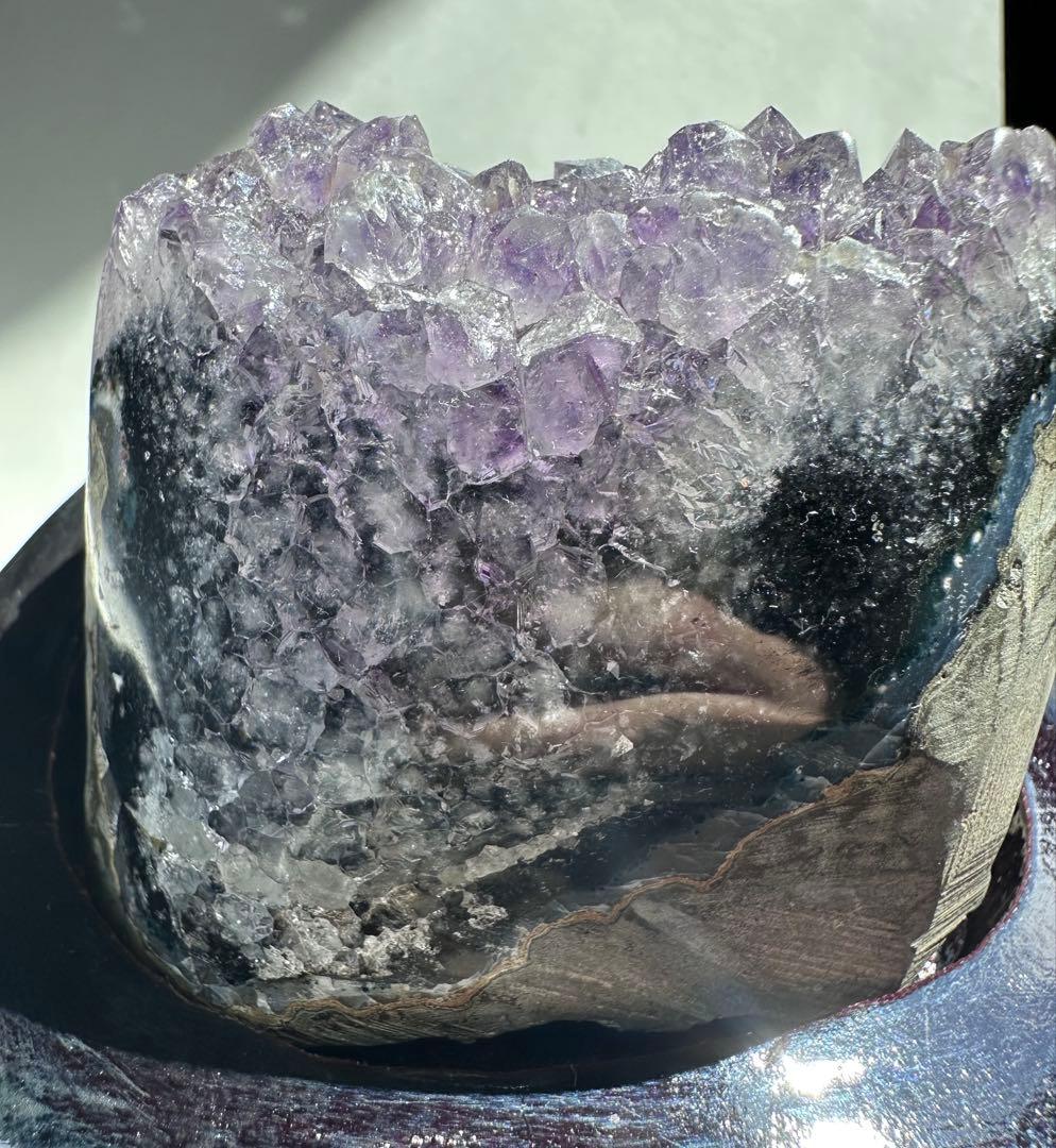 【天然石】アメジスト クラスター アメジストドーム 台座付 浄化 置物 672g