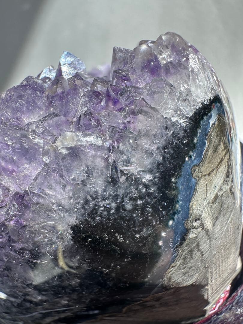 【天然石】アメジスト クラスター アメジストドーム 台座付 浄化 置物 672g