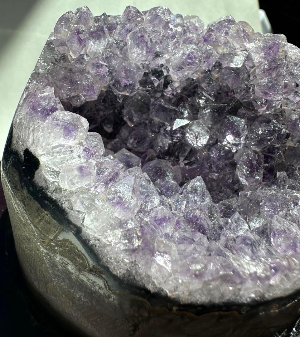 【天然石】アメジスト クラスター アメジストドーム 台座付 浄化 置物 672g