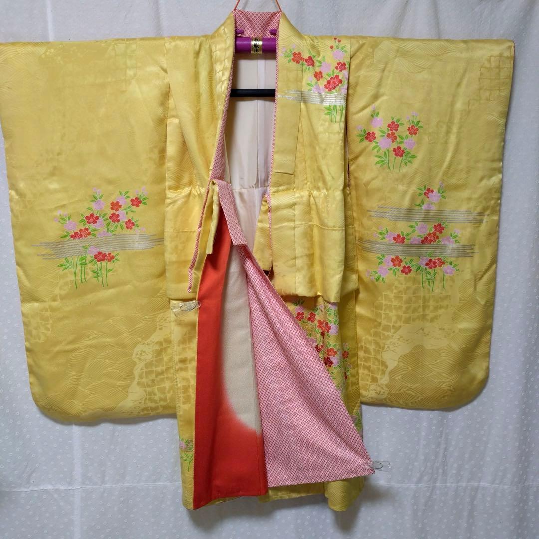 七五三　7歳　正絹着物　袋帯　小物セット　 比翼仕立て着物