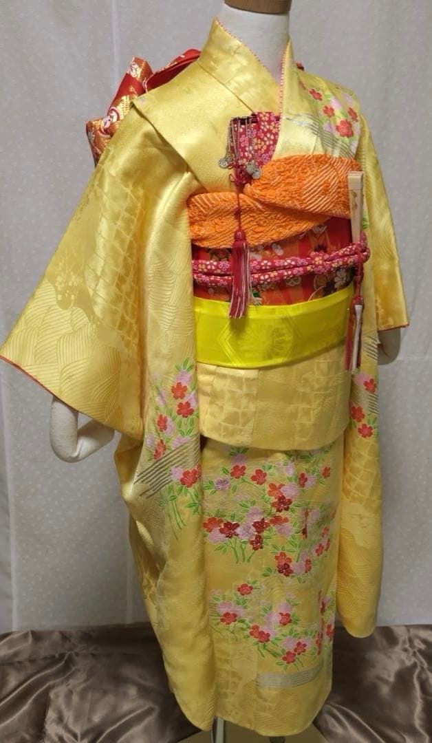 七五三　7歳　正絹着物　袋帯　小物セット　 比翼仕立て着物