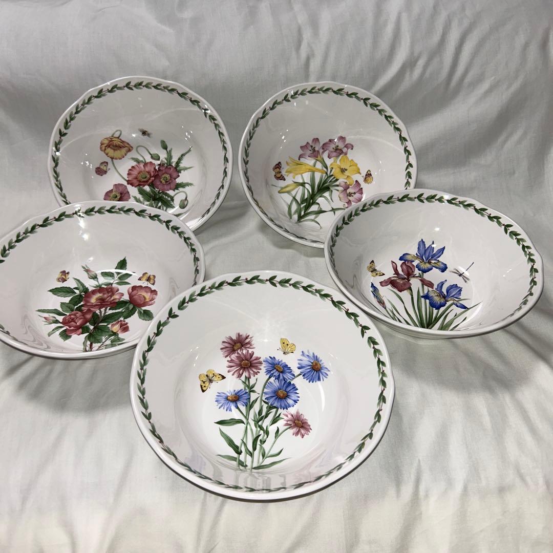 ノリタケ プリマチャイナ　ガーデンブリーズ　絵変わり大鉢　5個組