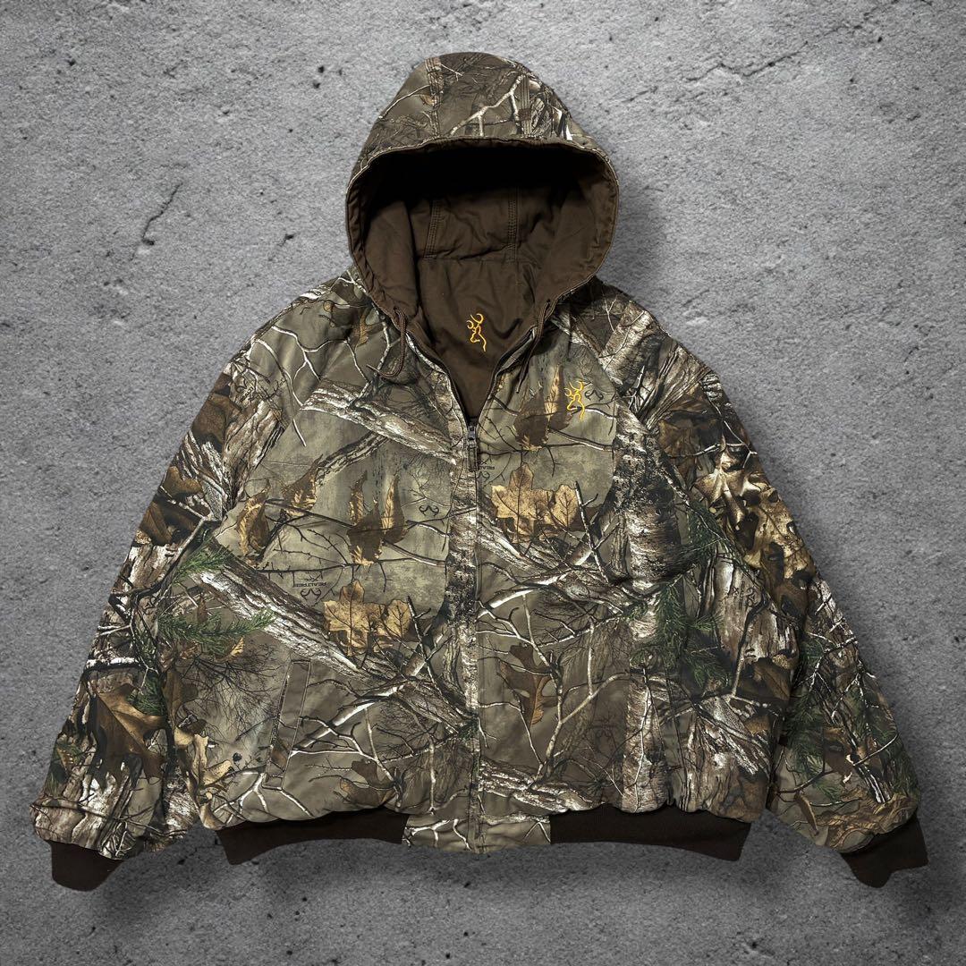 リアルツリーアクティブジャケット2XLリバーシブルブラウン中綿パーカーストリート