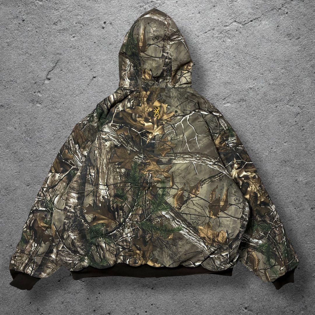 リアルツリーアクティブジャケット2XLリバーシブルブラウン中綿パーカーストリート