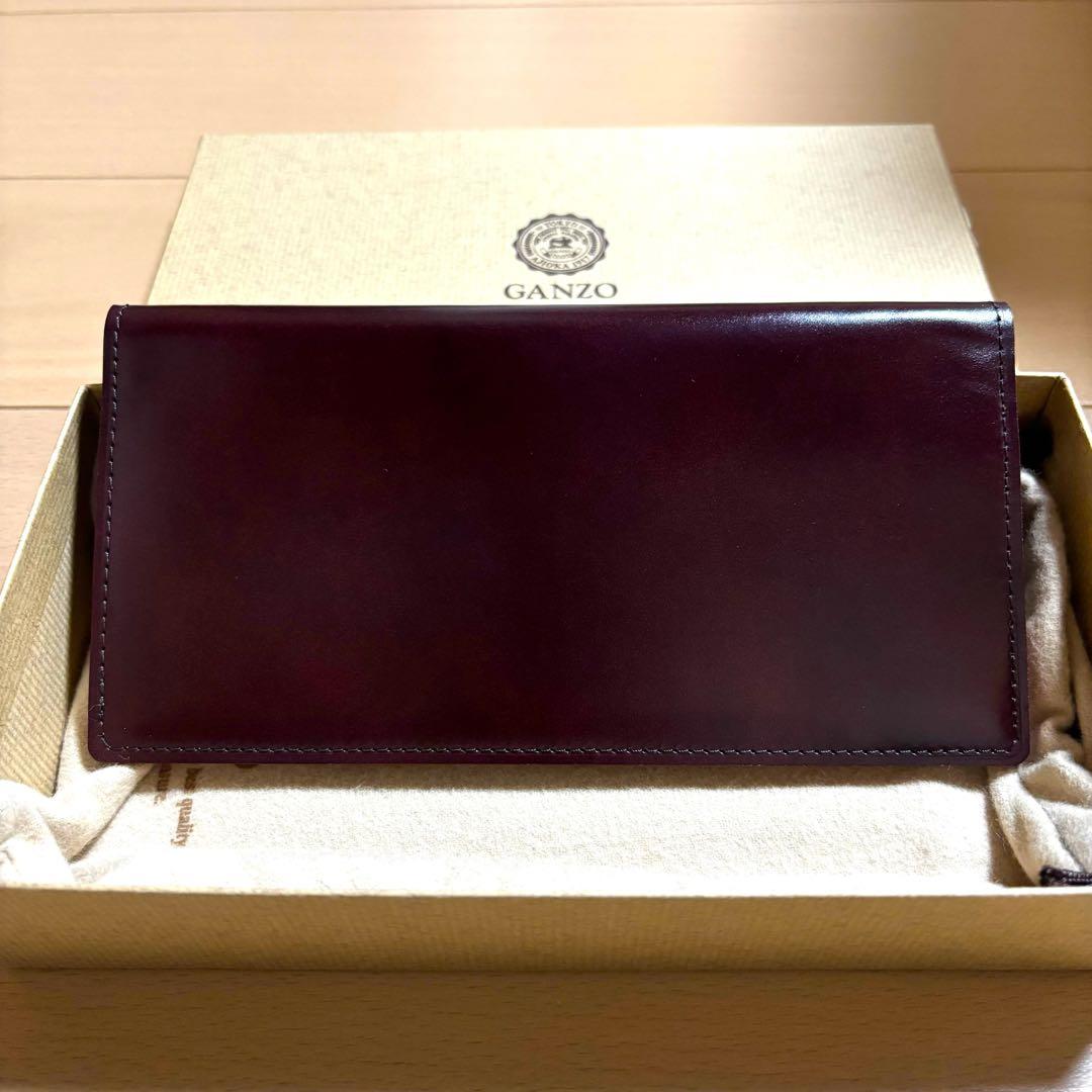 ガンゾ　コードバンオーセンティック　コンパクトマチ無し　長財布　ブラウン　完売品