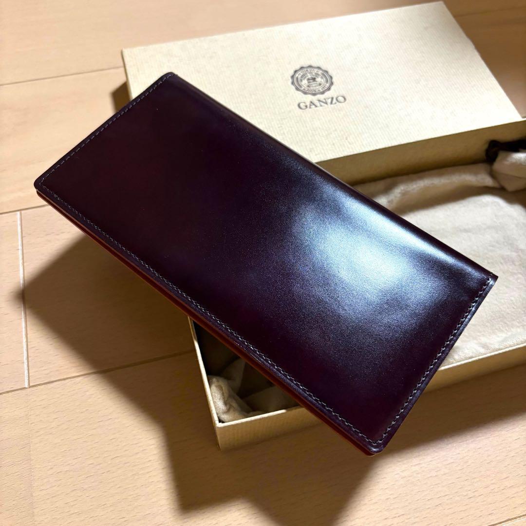 ガンゾ　コードバンオーセンティック　コンパクトマチ無し　長財布　ブラウン　完売品