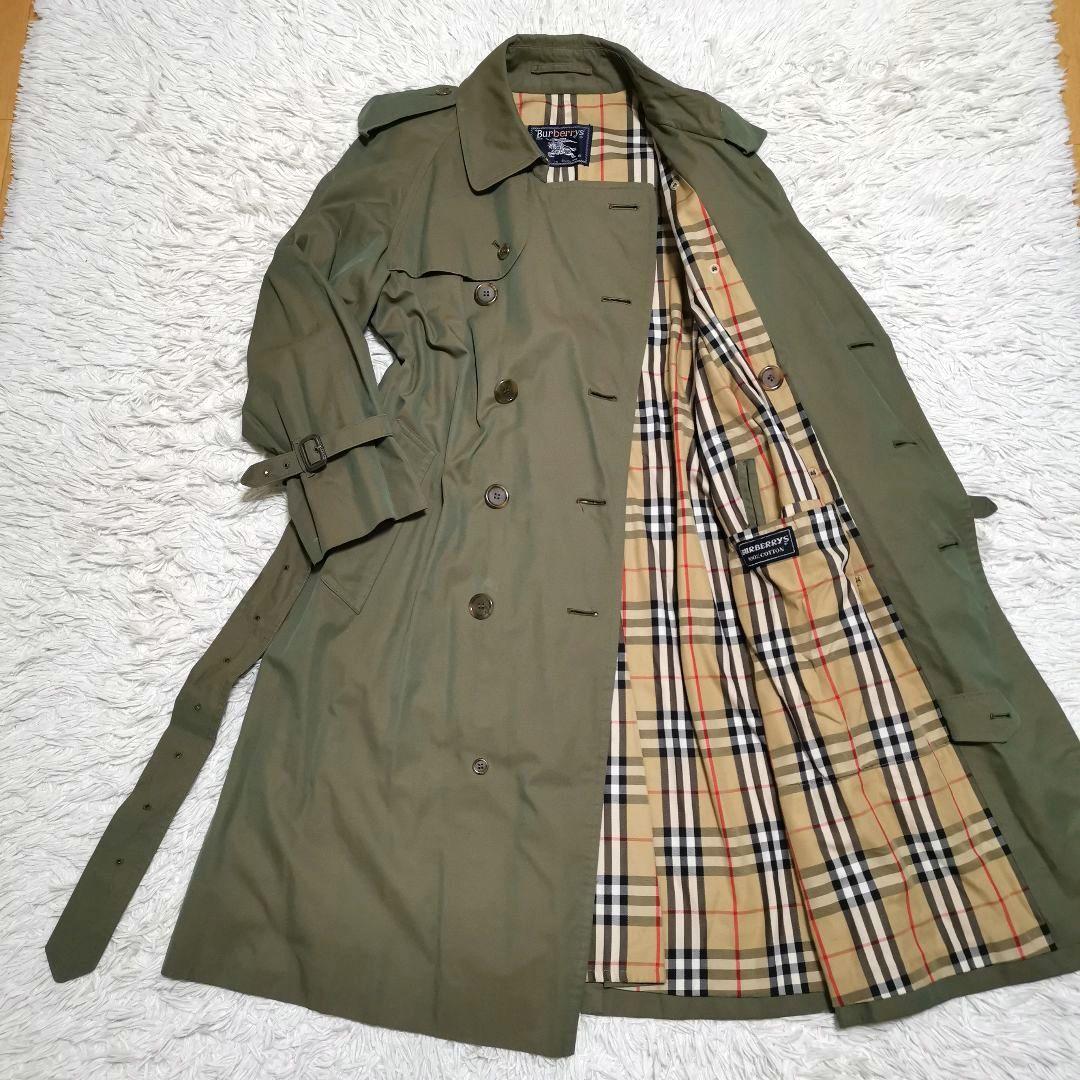 英国製 バーバリー トレンチコート ノバチェック 人気色 玉虫 着丈113
