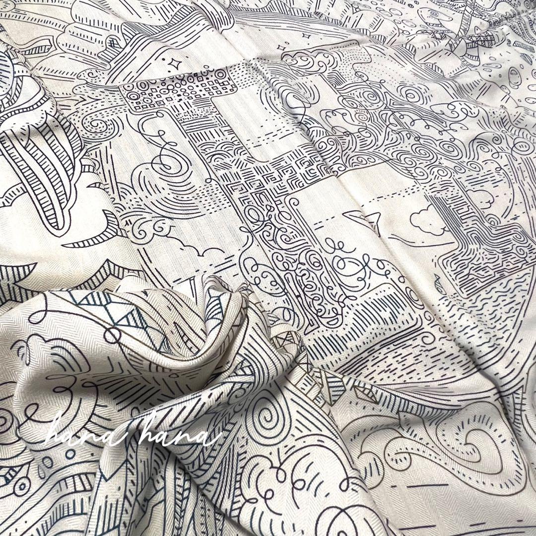 大判 リバーシブル ウール カシミヤ シルク ストール ショール 両面 ベージュ