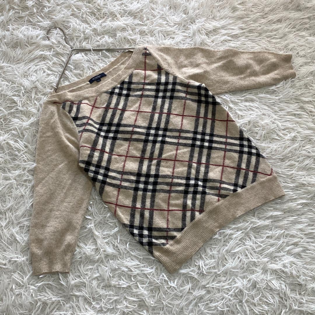 バーバリーロンドン【M】ニットセーター♡ノバチェック 羊毛 アンゴラ混