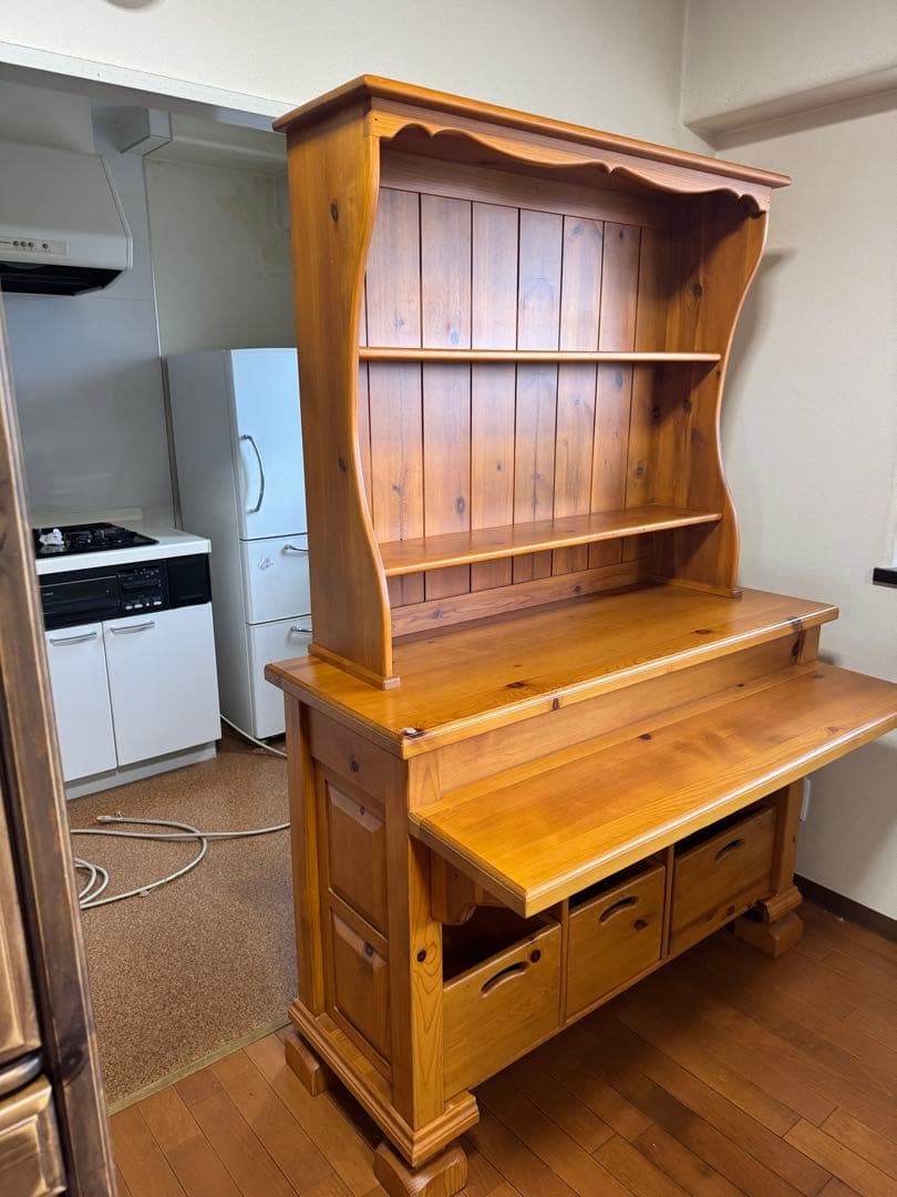 ☆アンティーク木製オープンシェルフ 引き出し付き