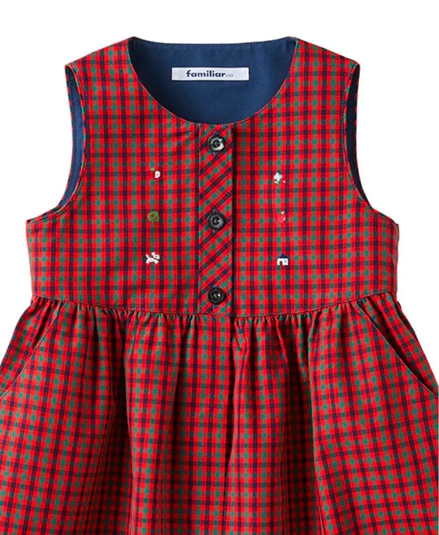 【即購入可】　familiar ジャンパースカート　赤チェック　美品♡現行品