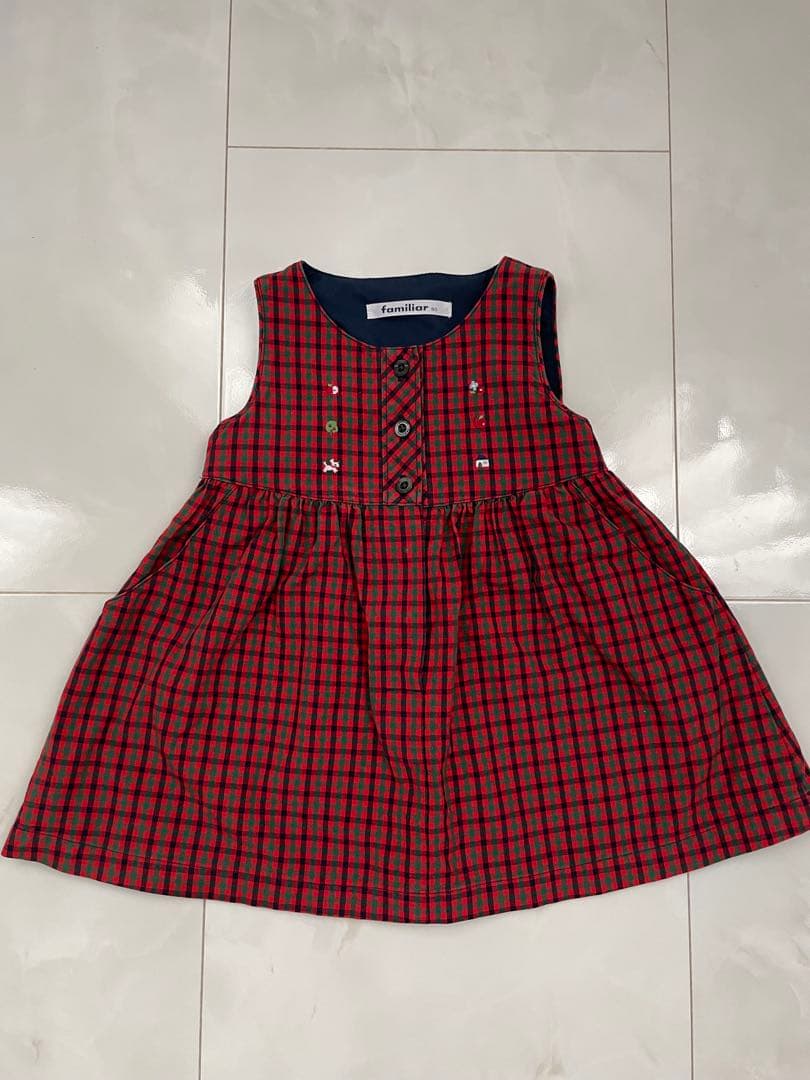 【即購入可】　familiar ジャンパースカート　赤チェック　美品♡現行品