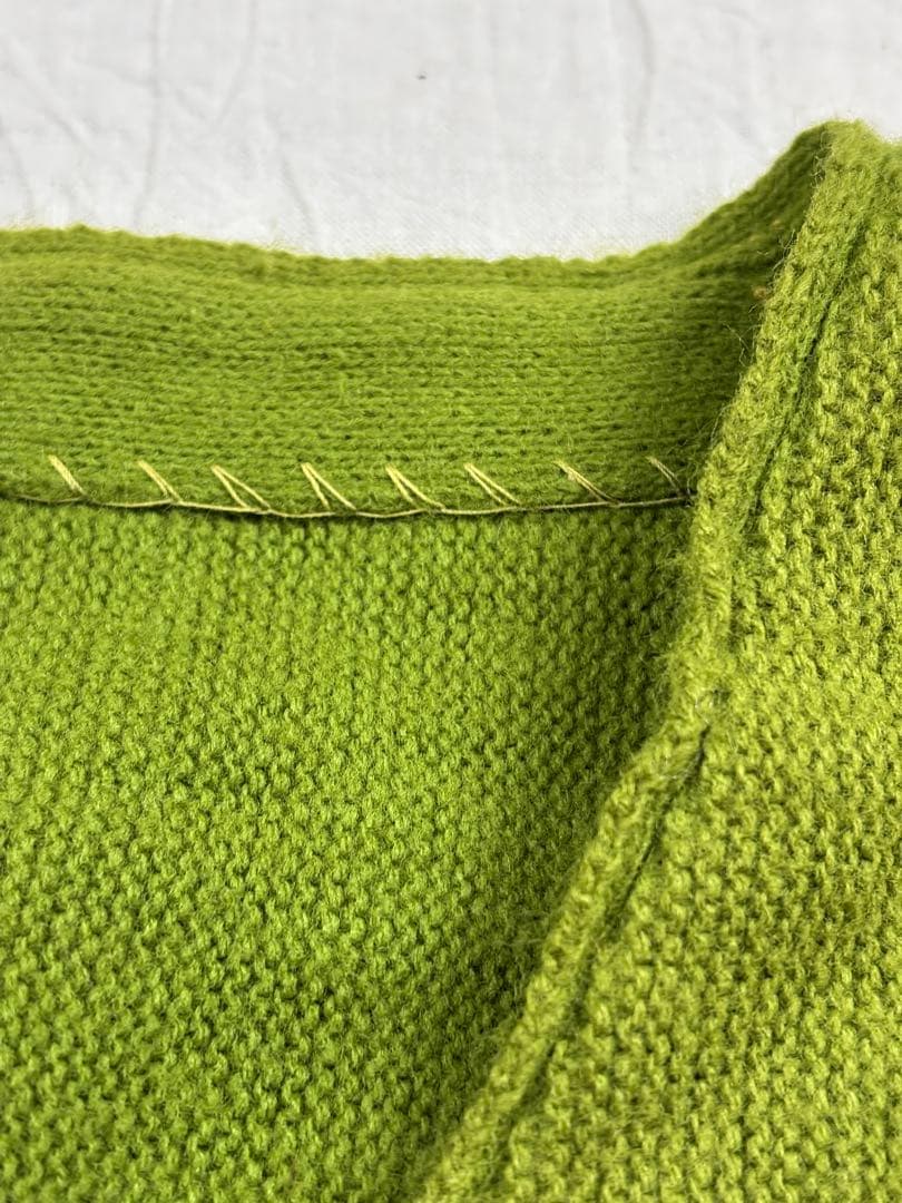希少50s60s USAライムグリーン ウールニットカーディガン 尿素ボタン