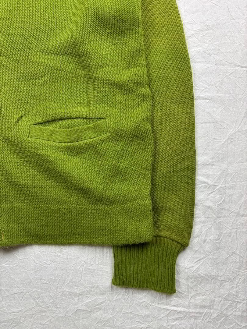 希少50s60s USAライムグリーン ウールニットカーディガン 尿素ボタン