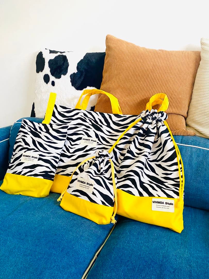 あゆみ　オーダー商品　ゼブラ×イエロー　入園入学グッズ　ViViMOA