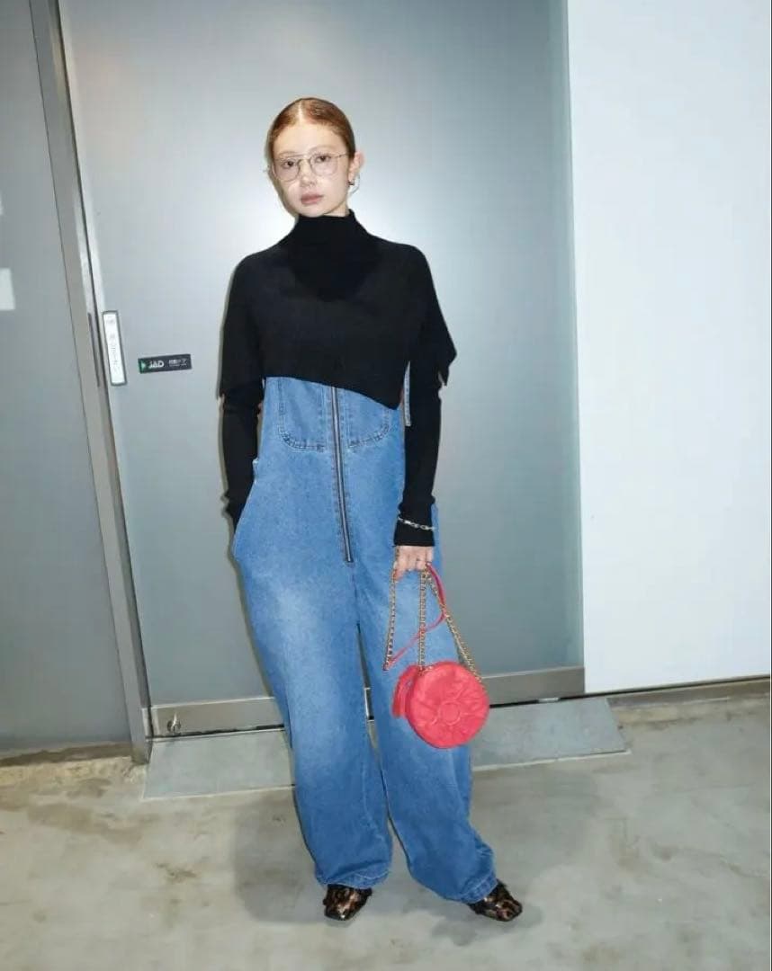 【IAMイアム】ケープアンサンブルニット+デザインデニムサロペット 新品未使用品