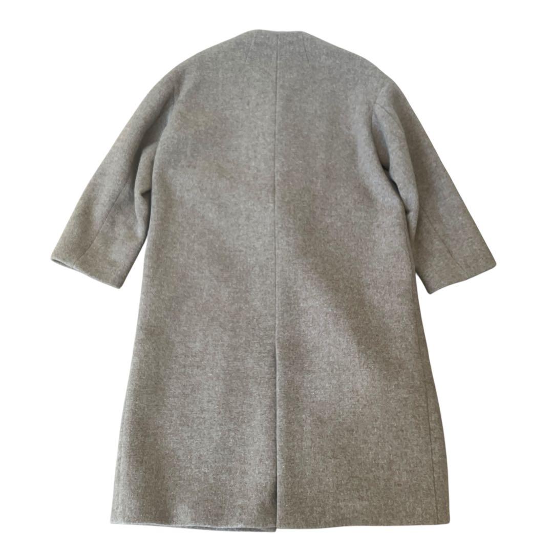 【美品】IENA ノーカラー ロングコート ウール 日本製 サイズ38 M