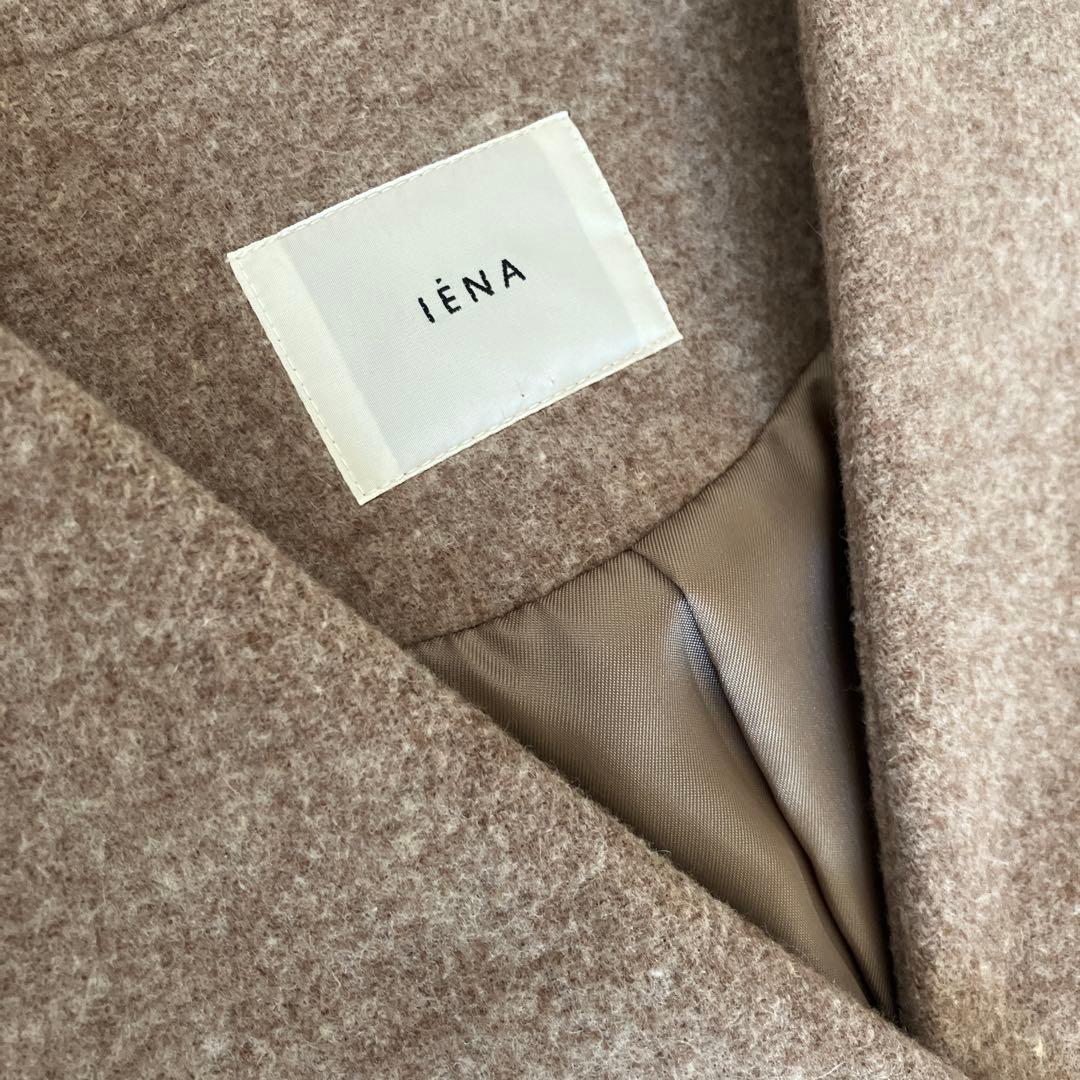 【美品】IENA ノーカラー ロングコート ウール 日本製 サイズ38 M