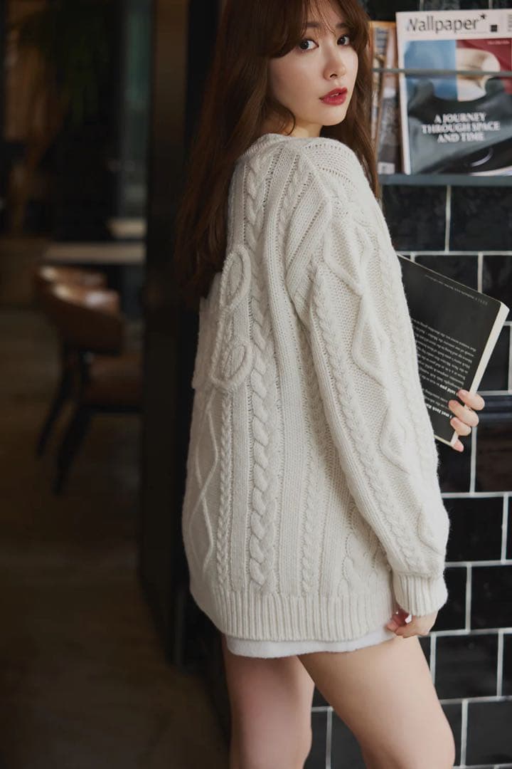 新品未開封♡herlipto H Boa Cable Knit Cardigan