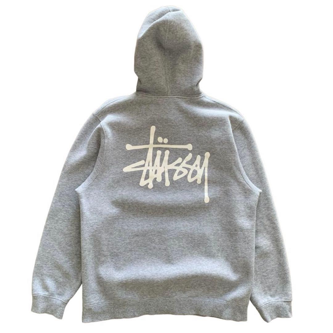 STUSSY スウェットパーカー ショーンフォント 両面ロゴ グレー