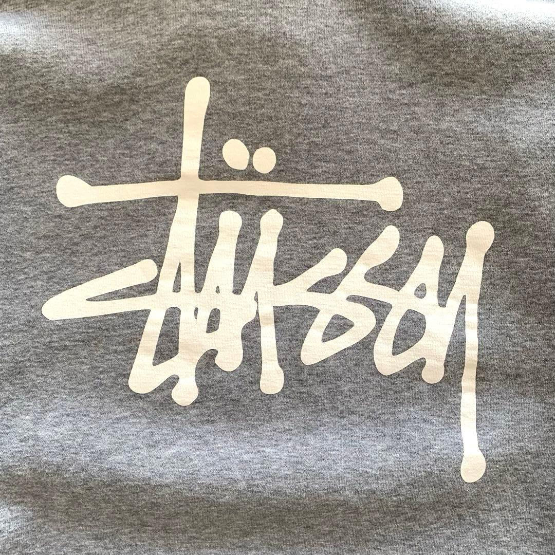 STUSSY スウェットパーカー ショーンフォント 両面ロゴ グレー