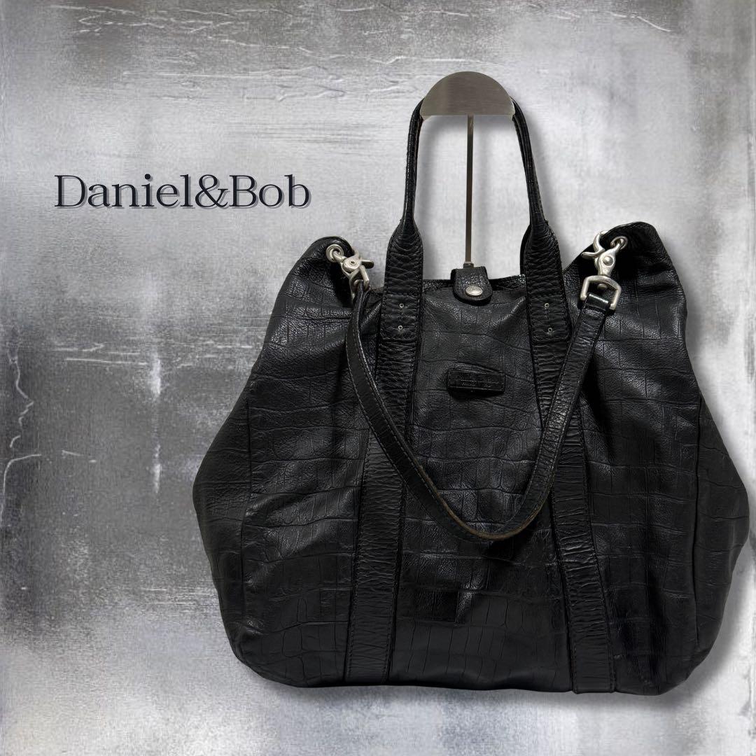 ダニエル&ボブ クロドーロ クロコ型押し レザー トート 黒 バーニーズ