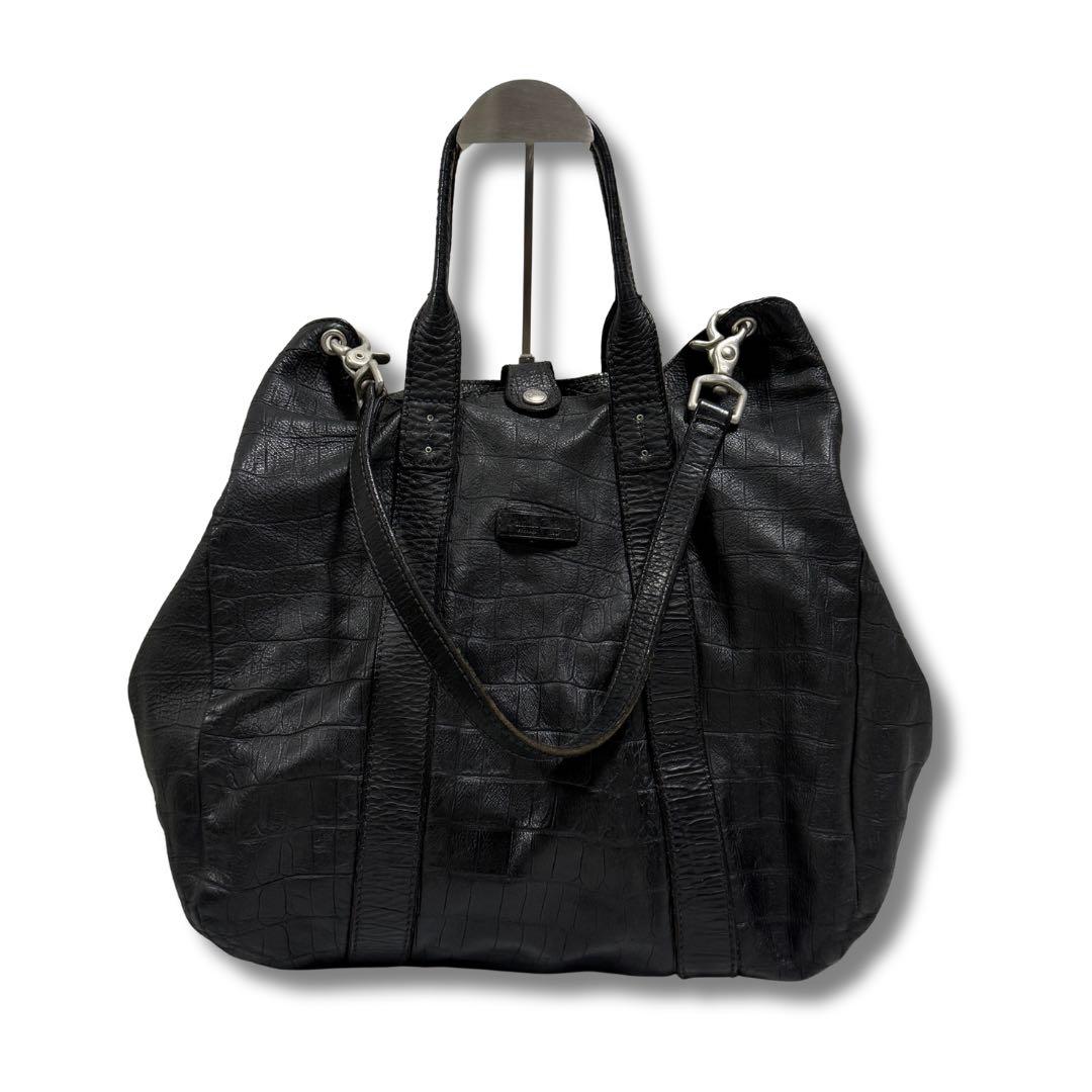ダニエル&ボブ クロドーロ クロコ型押し レザー トート 黒 バーニーズ