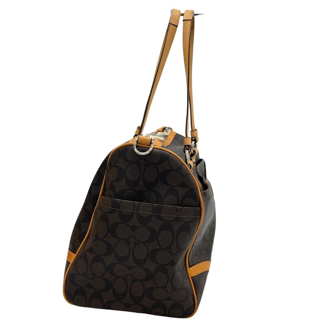 COACH シグネチャー柄 ボストンバッグ ブラウン×キャメル 大容量