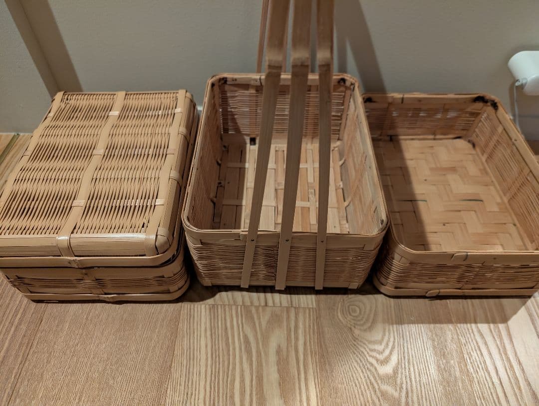 鹿児島 竹 三段重 民藝 美品