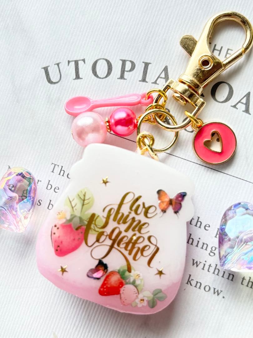 シャカシャカキーホルダー　いちご盛ジャム瓶シェイカー