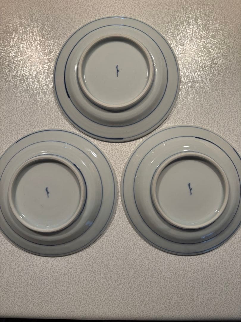 樋山真弓⭐️ 五寸皿（染付鹿文）　九谷焼　作家⭐️3枚