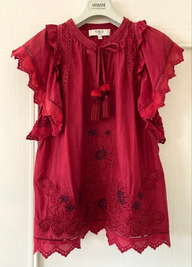 週末お値下げ ★sea new york フリル　エンブロイダリー　ブラウス