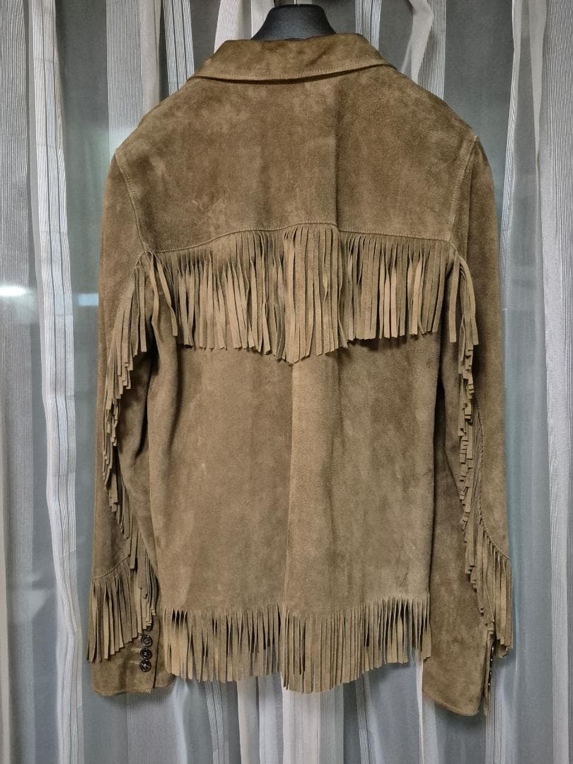 サンローラン パリ　最高級フリンジ ゴートレザー スウェードジャケット 46